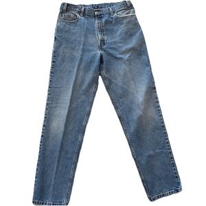 Vintage Levi's 540 Relaxed Fit Light Wash Leather Tab Jeans Size 36 x 32 USA